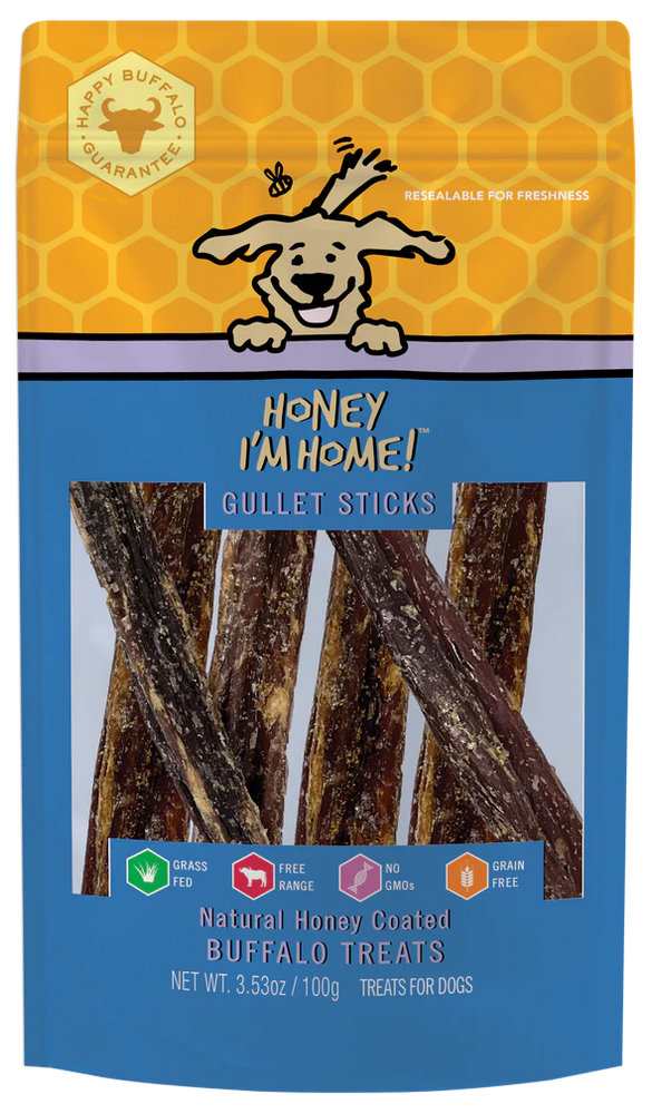 Honey I'm Home Dog Natural Honey Coated Buffalo Treat Gullet Sticks 3.53oz