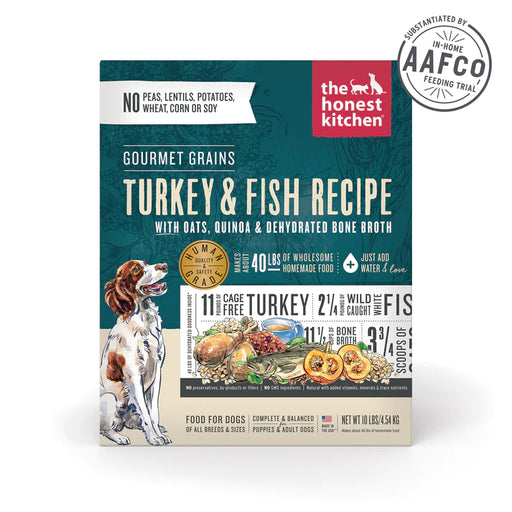 The Honest Kitchen Dehydrated Gourmet Grains Turkey & White Fish Dog Food 10LB Box