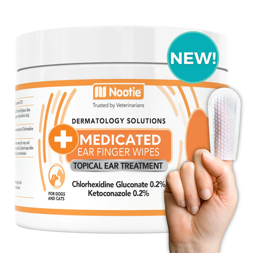 Nootie Medicated Ear Finger Wipes for Dogs & Cats | 80 Count