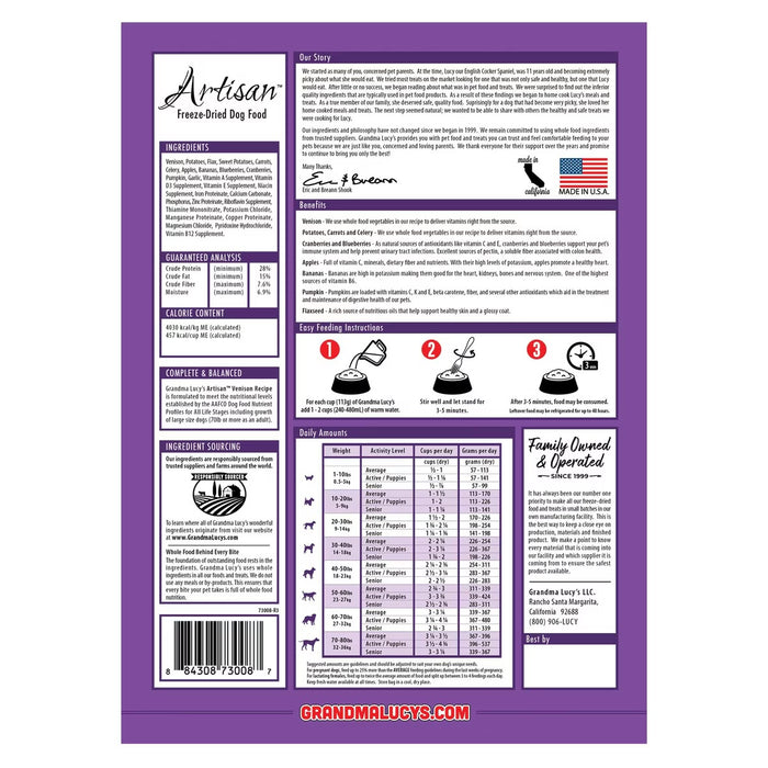 Grandma Lucy's Artisan Grain-Free Freeze-Dried Dog Food — Venison Recipe