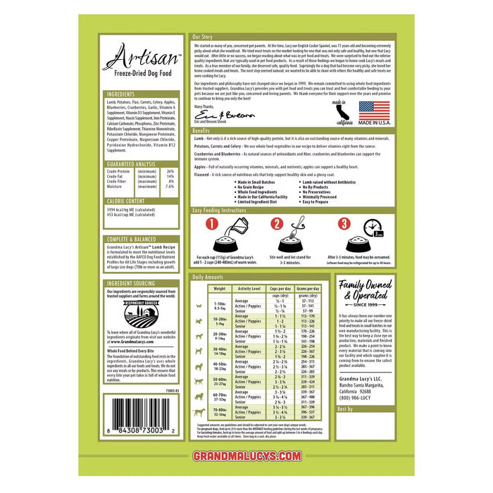 Grandma Lucy's Artisan Grain-Free Freeze-Dried Dog Food — Lamb Recipe