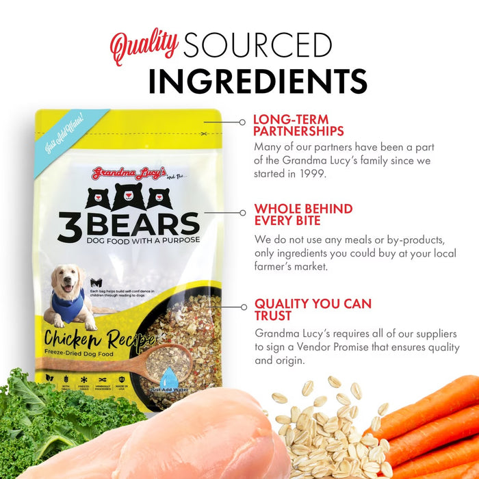 Grandma Lucy's 3 Bears Grain-Inclusive Freeze-Dried Dog Food — Chicken Recipe