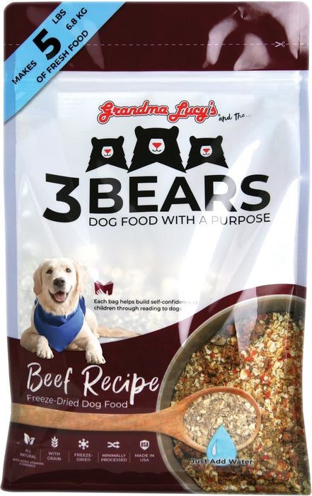 Grandma Lucy's 3 Bears Grain-Inclusive Freeze-Dried Dog Food — Beef Recipe