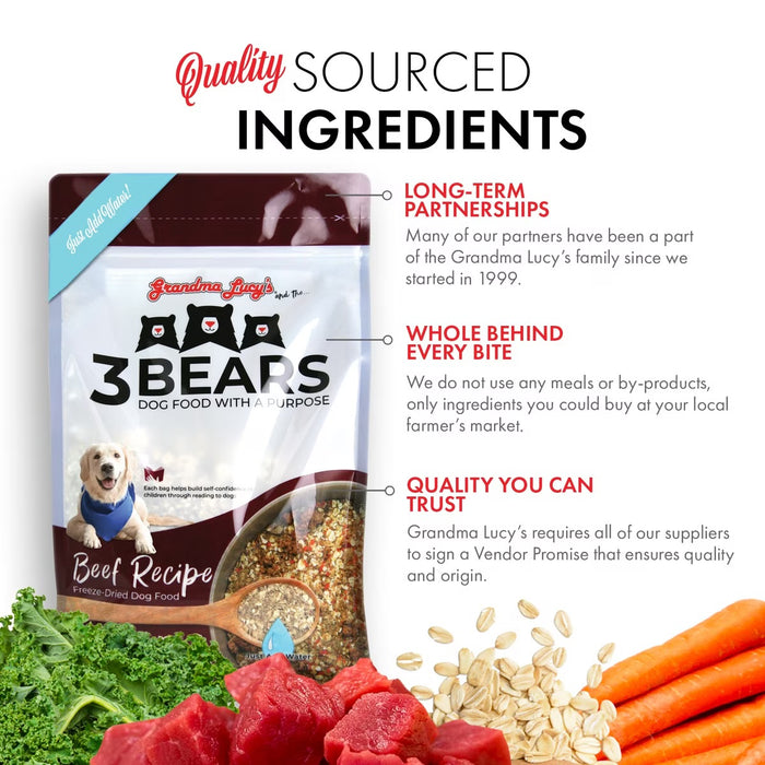 Grandma Lucy's 3 Bears Grain-Inclusive Freeze-Dried Dog Food — Beef Recipe