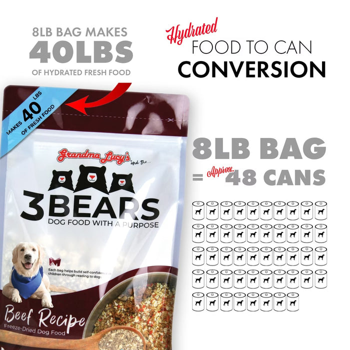 Grandma Lucy's 3 Bears Grain-Inclusive Freeze-Dried Dog Food — Beef Recipe