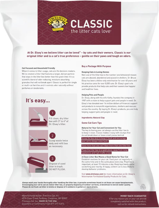 Dr. Elsey's Precious Cat Classic Unscented Clumping Clay Cat Litter 40 lb