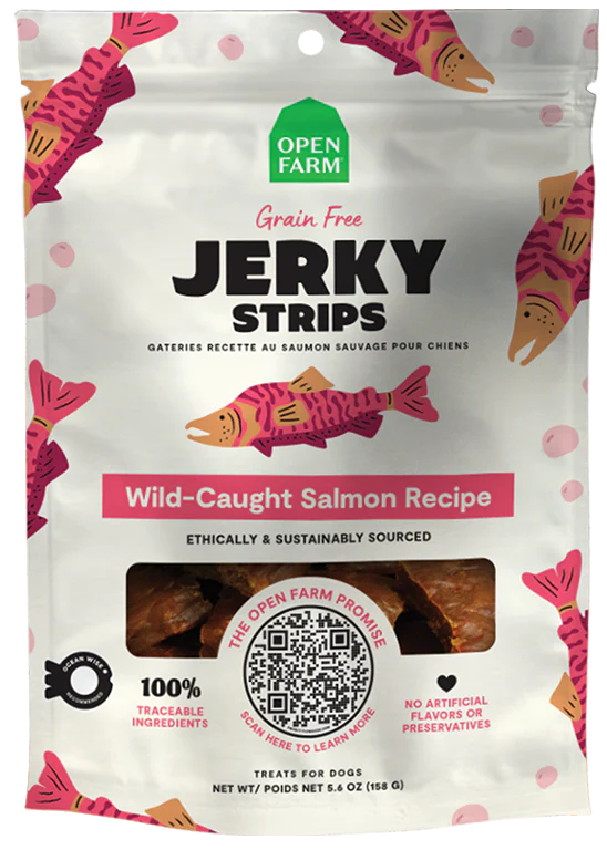 Open Farm Grain-Free Jerky Strips Wild-Caught Salmon