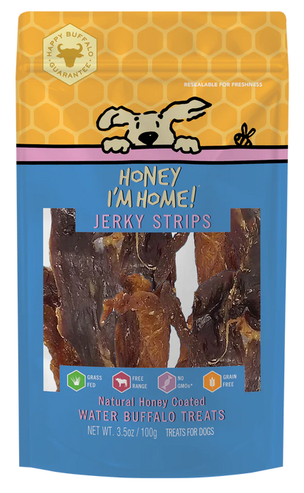 Honey I'm Home, Jerky Strips Buffalo Dog Treats, 3.5oz