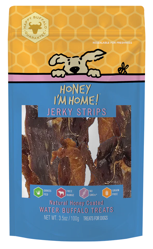 Honey I'm Home, Jerky Strips Buffalo Dog Treats, 3.5oz