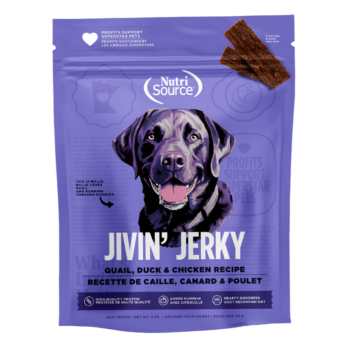 Nutrisource Quail, Duck & Chicken Jivin' Jerky 4oz