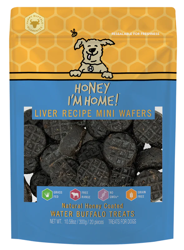 Honey I'm Home, Liver Recipe Mini Wafers Buffalo Dog Treats 20 Pieces 10.58oz