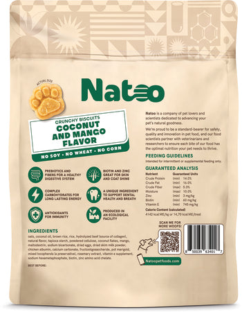 NATOO CRUNCHY BISCUITS COCONUT AND MANGO FLAVOR FOR SMALL SIZED DOGS 8oz