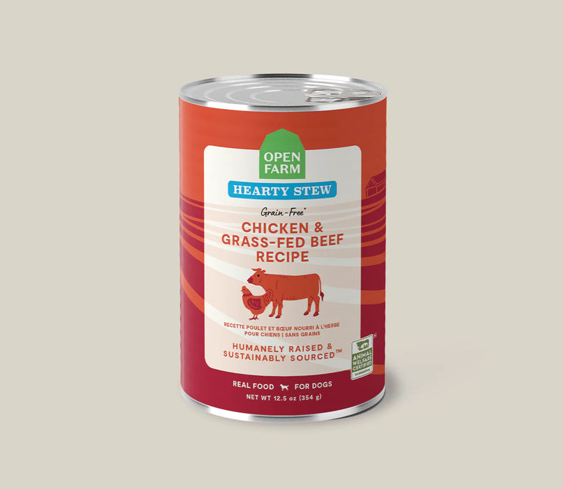 Open Farm Hearty Stew Harvest Chicken & Grass-Fed Beef Recipe Wet Dog Food 12.5oz