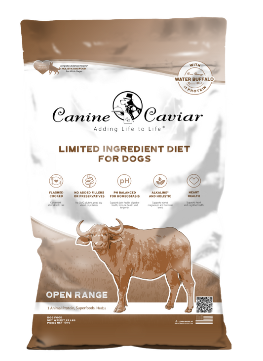 Canine Caviar Open Range Water Buffalo & Chickpea Alkaline Holistic Dry Dog Food