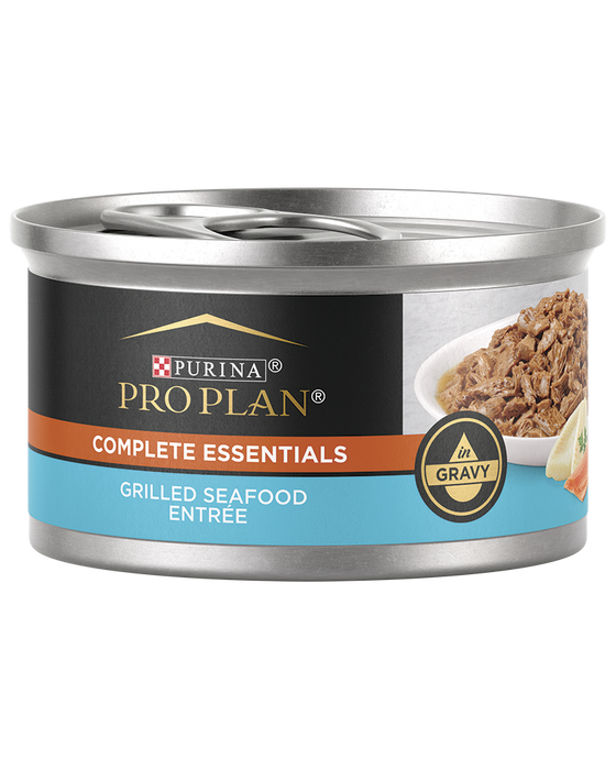 Purina Pro Plan Complete Essentials Grilled Seafood and Gravy Cat Food 3 oz Can