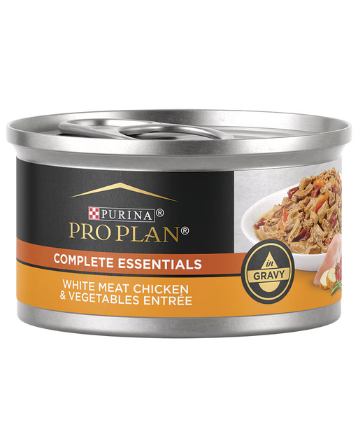 Purina Pro Plan Complete Essentials White Meat Chicken and Vegetables Gravy Cat Food 3 oz Can Case of 24