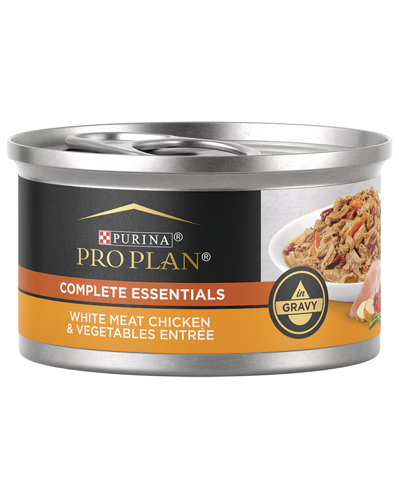 Purina Pro Plan Complete Essentials White Meat Chicken and Vegetables Gravy Cat Food 3 oz Can Case of 24
