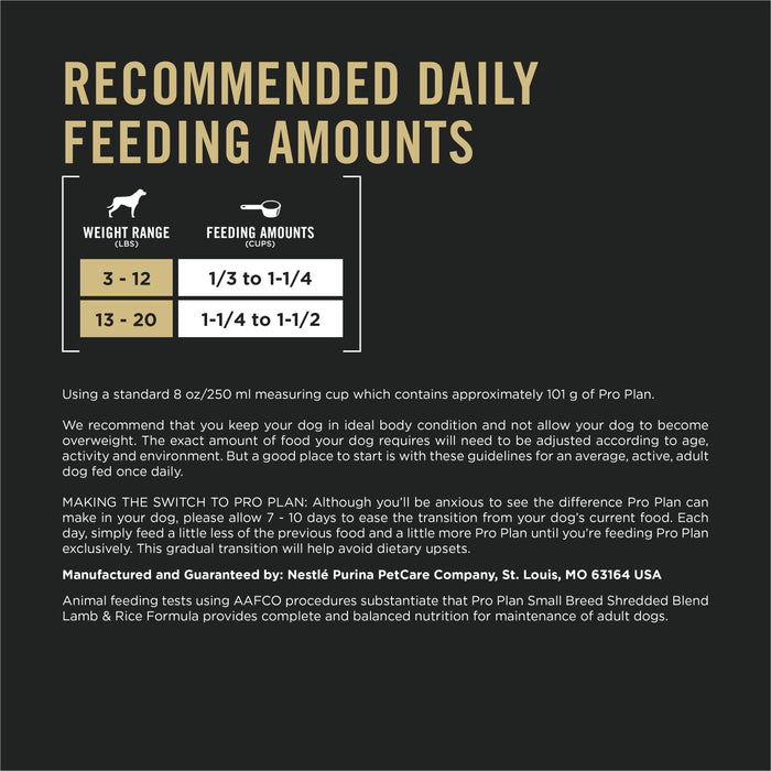 Purina Pro Plan Shredded Blend Small Breed Lamb & Rice Formula Dry Dog Food