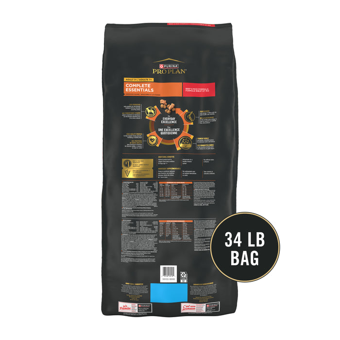 Purina Pro Plan Complete Essentials Adult 7+ Shredded Blend Beef & Rice Formula Dry Dog Food
