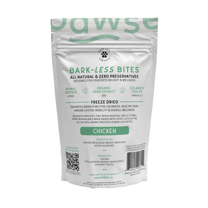 Pawse Bark-Less Bites Chicken (5 MG CBD Per Bite) - For All Pets