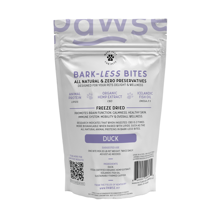 Pawse Bark-Less Bites Duck (5 MG CBD Per Bite) - For All Pets