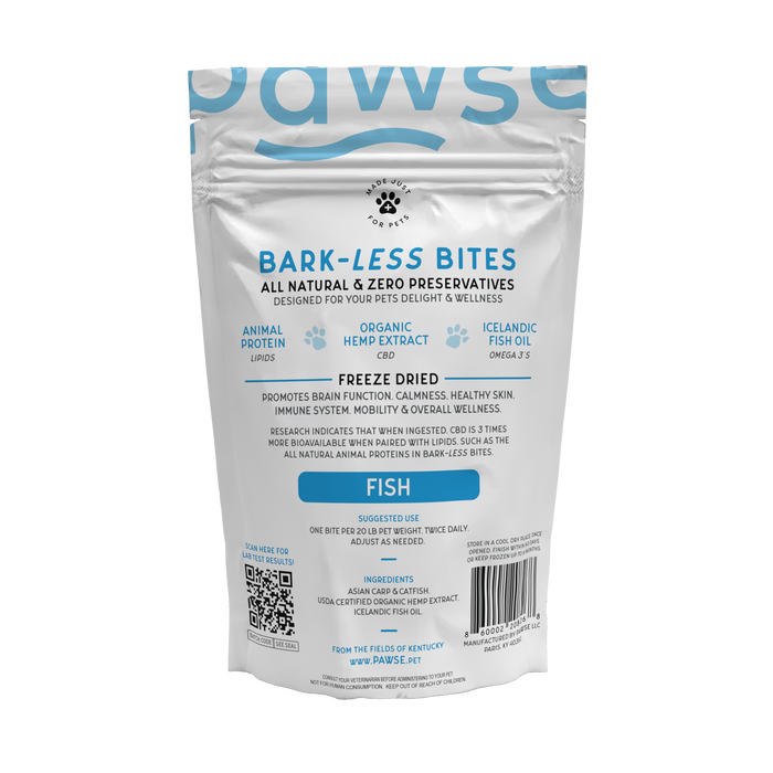 Pawse Bark-Less Bites Fish (5 MG CBD Per Bite) - For All Pets