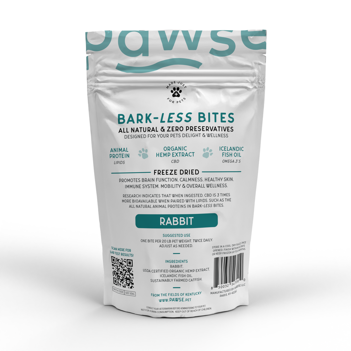 Pawse Bark-Less Bites Rabbit (5 MG CBD Per Bite) - For All Pets