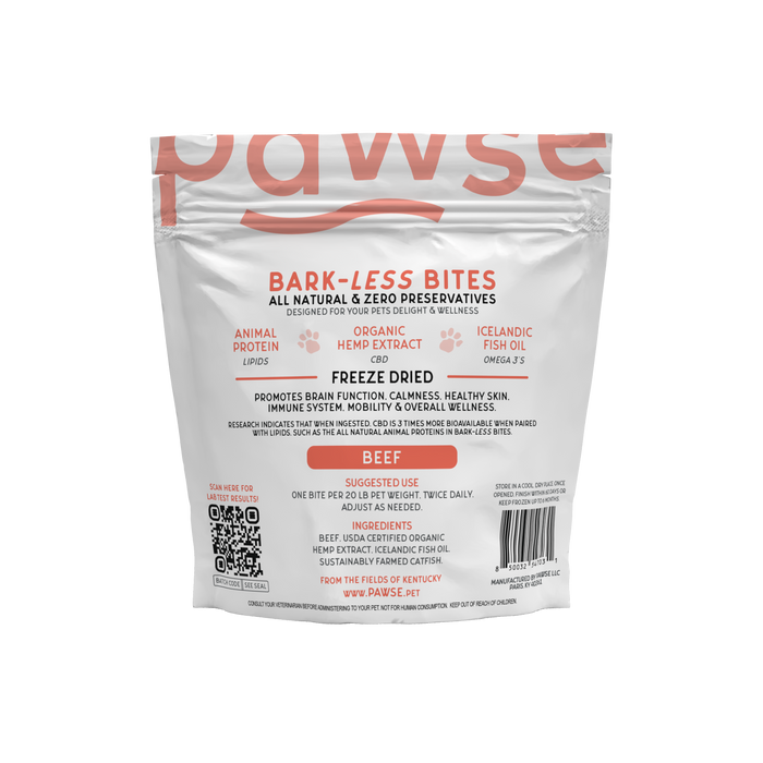Pawse Bark-Less Bites Beef (5 MG CBD Per Bite) - For All Pets