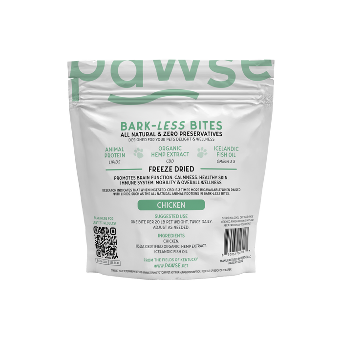 Pawse Bark-Less Bites Chicken (5 MG CBD Per Bite) - For All Pets