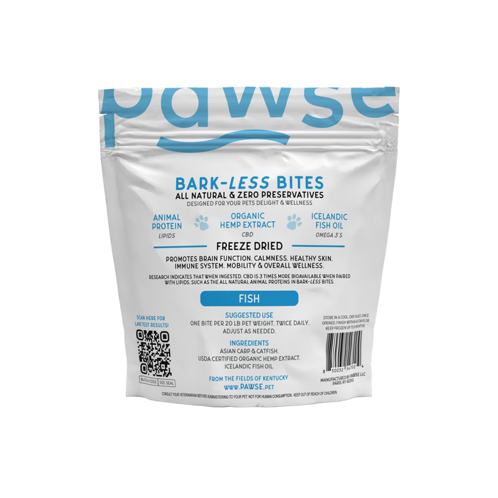 Pawse Bark-Less Bites Fish (5 MG CBD Per Bite) - For All Pets