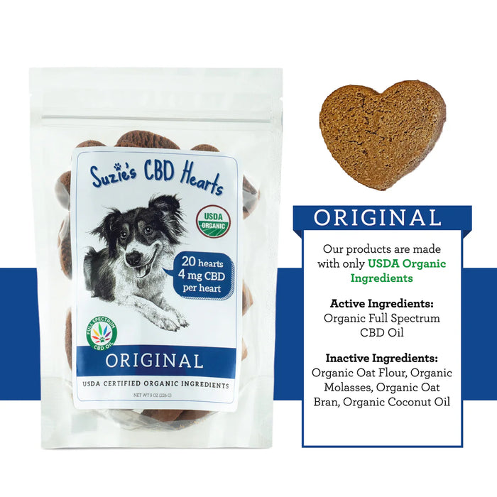 Suzie's Pet Treats CBD Hearts for Dogs 4 mg 8 oz 20 Count