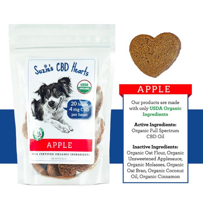 Suzie's Pet Treats CBD Hearts for Dogs 4 mg 8 oz 20 Count