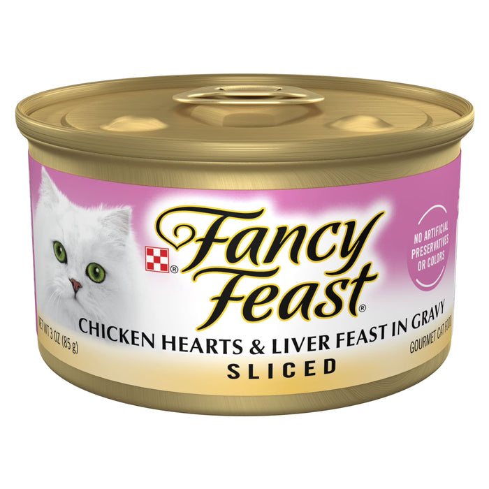 Fancy Feast Sliced Chicken Hearts and Liver Feast Wet Cat Food 3 oz Can