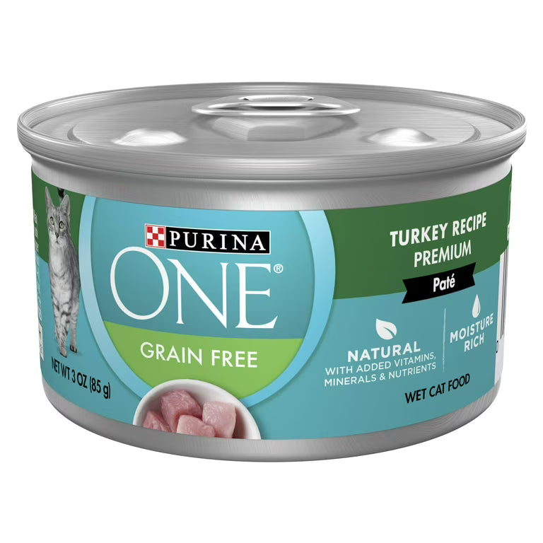Purina ONE Smart Blend Grain Free Classic Turkey Premium Pate Wet Cat Food, 3 oz