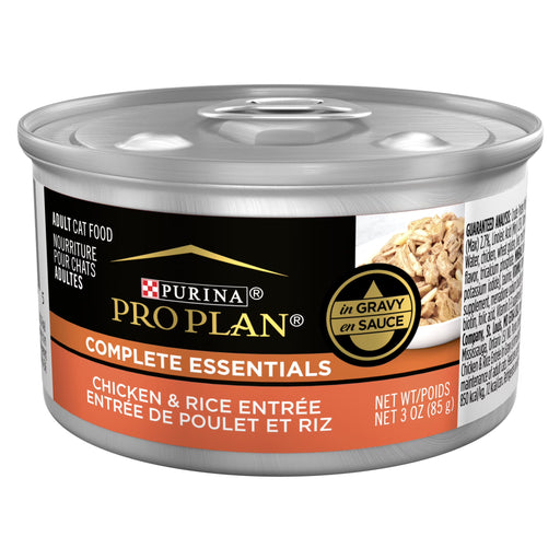 Purina Pro Plan Complete Essentials Chicken and Rice Entrée in Gravy Wet Cat Food 3 oz Can Case of 24