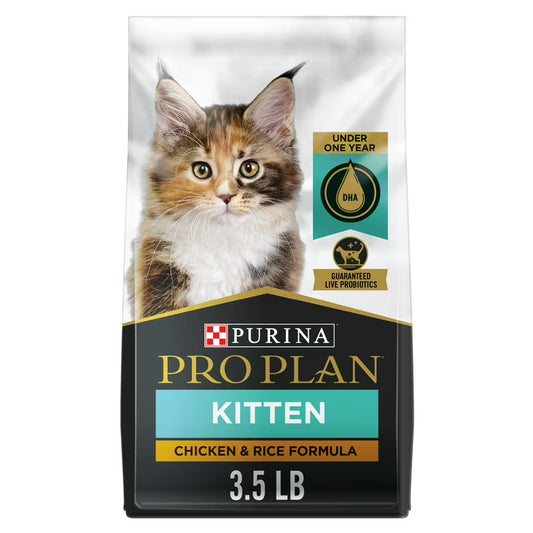 Purina Pro Plan Kitten Dry Kitten Food Chicken & Rice 3.5 lb Bag