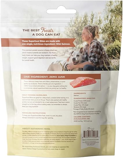 Badlands Ranch Air Dried Superfood Bites Salmon Dog Treats 4 oz