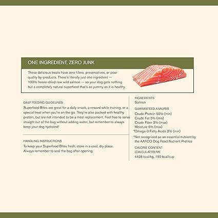 Badlands Ranch Air Dried Superfood Bites Salmon Dog Treats 4 oz