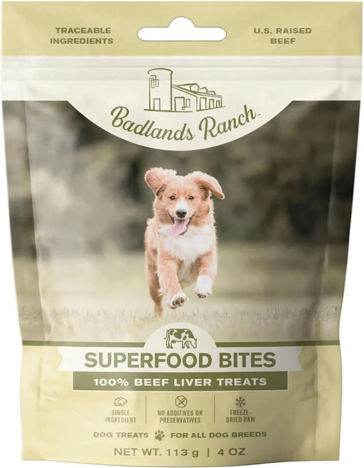 Badlands Ranch Air Dried Superfood Bites Beef Liver Dog Treats 4 oz