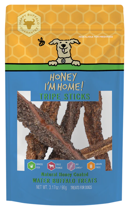 Honey I'm Home, Tripe Sticks Buffalo Dog Treats, 3.17oz