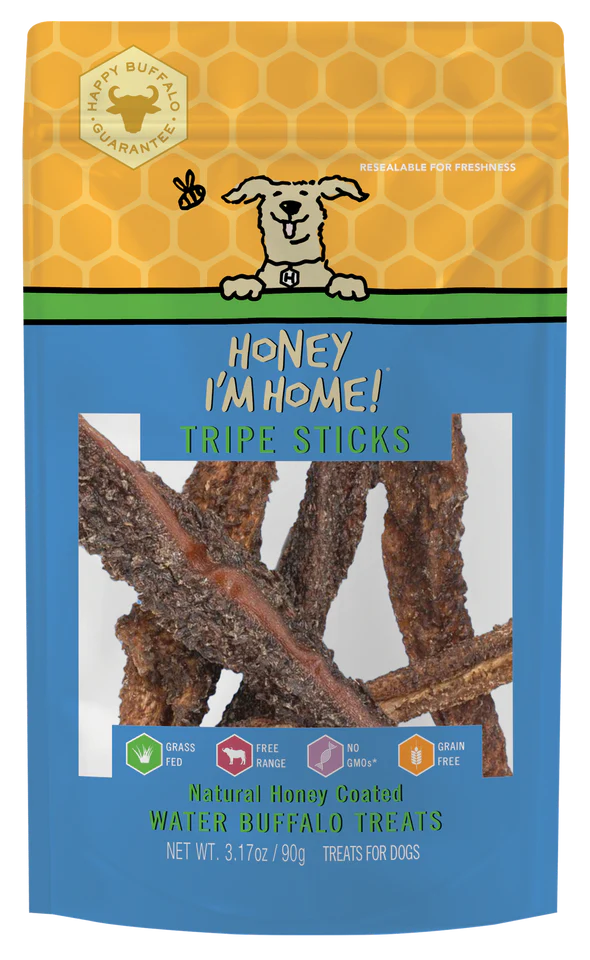 Honey I'm Home, Tripe Sticks Buffalo Dog Treats, 3.17oz