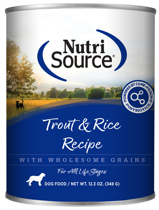 Nutrisource Trout & Rice Recipe canned dog food 12/12.3oz