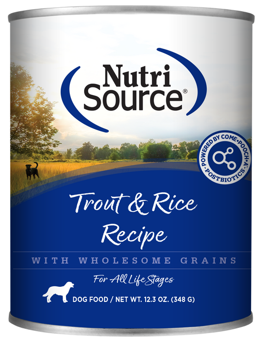 Nutrisource Trout & Rice Recipe canned dog food 12/12.3oz