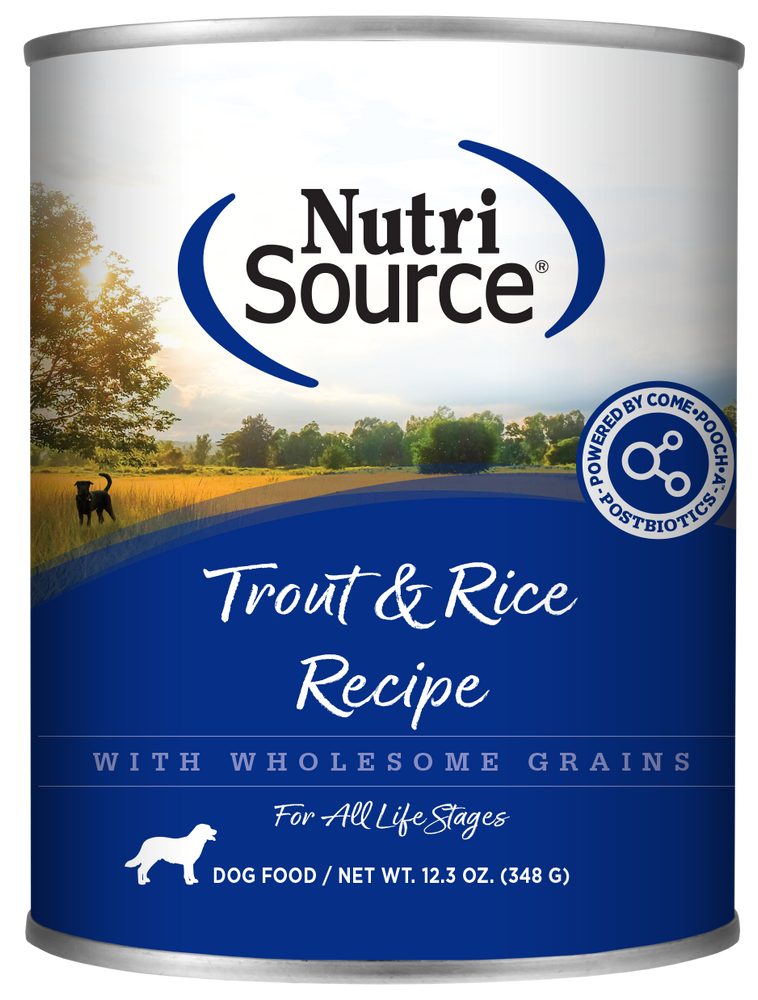 Nutrisource Trout & Rice Recipe canned dog food 12/12.3oz