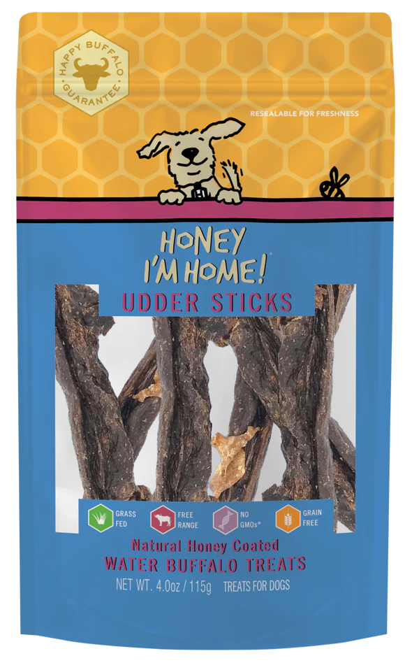 Honey I'm Home, Udder Sticks Buffalo Dog Treats, 4oz
