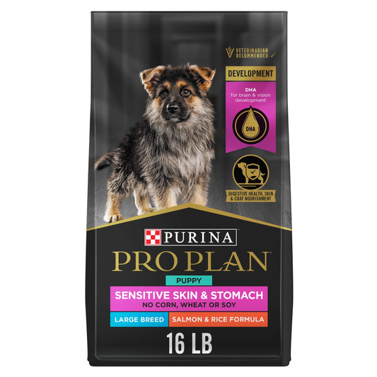 Purina Pro Plan Sensitive Skin and Stomach Large Breed Puppy Salmon and Rice Dry Dog Food 24 lb Bag
