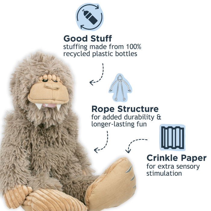 Tall Tails Stuffless Bigfoot Dog Toy with Squeaker – 20"