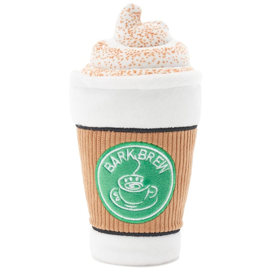 BARK Cup of Bark Roast Squeaky Plush Dog Toy, White, Medium