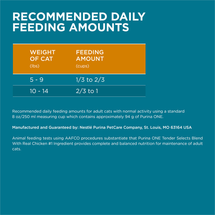 Purina ONE Tender Selects Blend With Real Chicken Adult Dry Cat Food, 7 lb