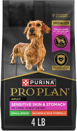 Purina Pro Plan Sensitive Skin and Stomach Small Breed Salmon and Rice Dry Dog Food 4 lb Bag